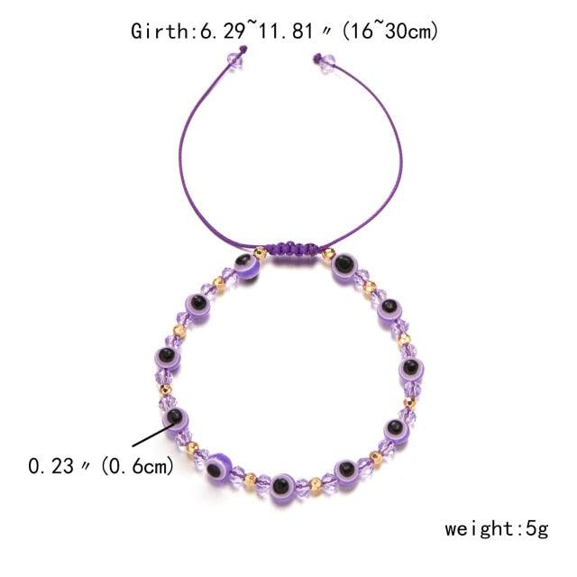 Pinky Promise Blue Bracelet Set - Colorful Crystal Bead Rope Chain
