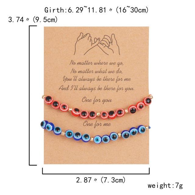 Pinky Promise Blue Bracelet Set - Colorful Crystal Bead Rope Chain