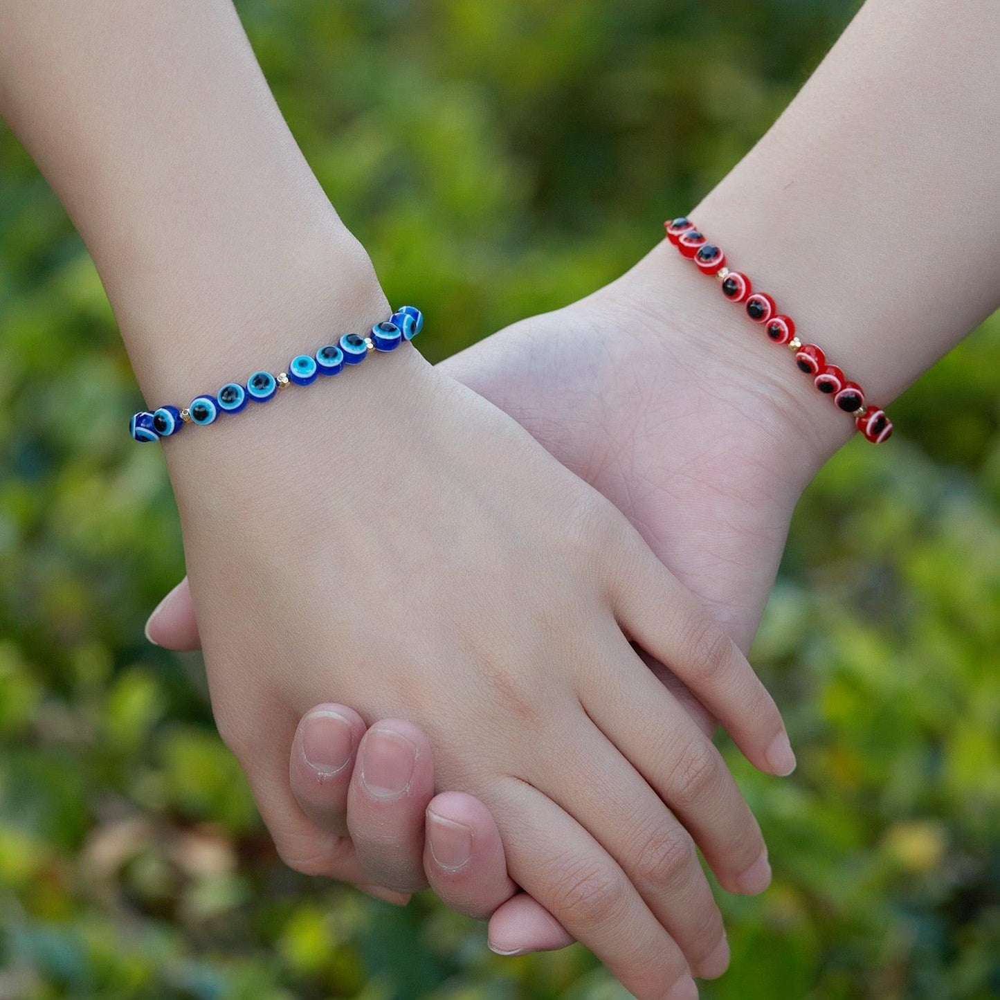 Pinky Promise Blue Bracelet Set - Colorful Crystal Bead Rope Chain