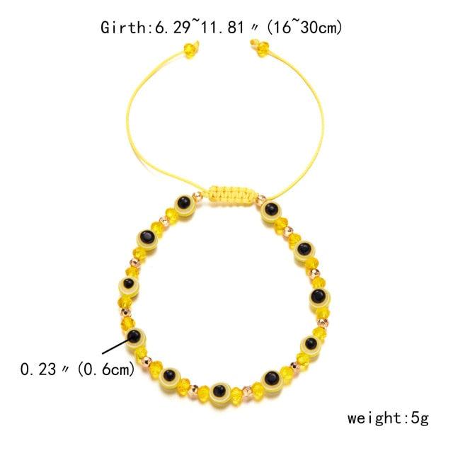 Pinky Promise Blue Bracelet Set - Colorful Crystal Bead Rope Chain