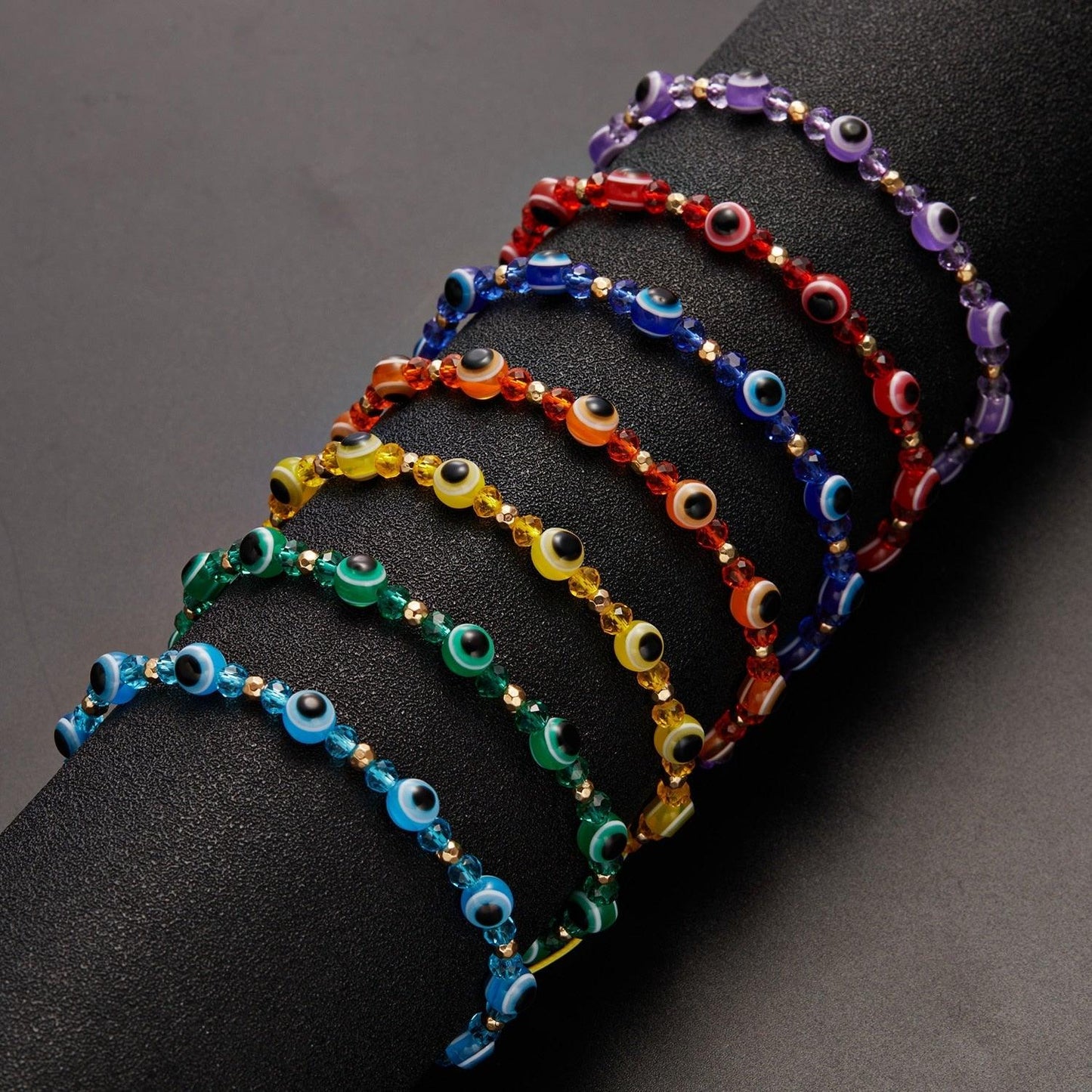 Pinky Promise Blue Bracelet Set - Colorful Crystal Bead Rope Chain