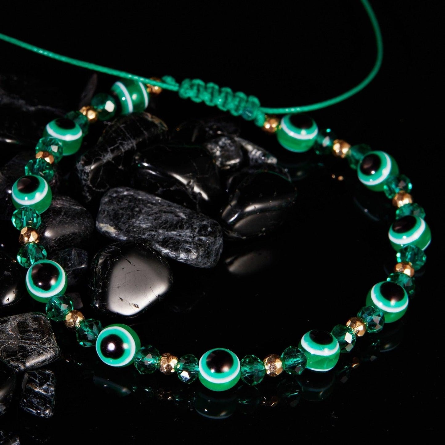 Pinky Promise Blue Bracelet Set - Colorful Crystal Bead Rope Chain