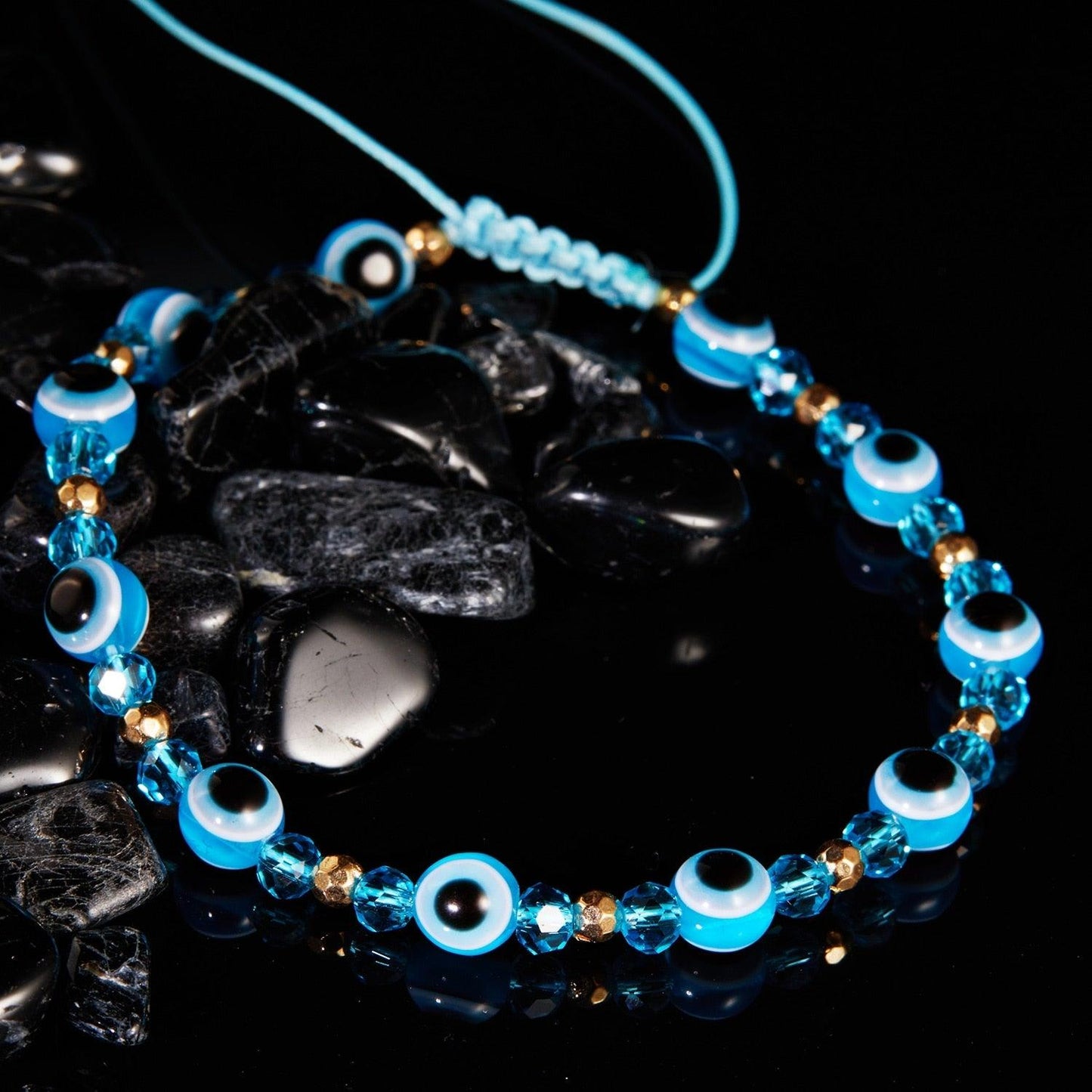 Pinky Promise Blue Bracelet Set - Colorful Crystal Bead Rope Chain