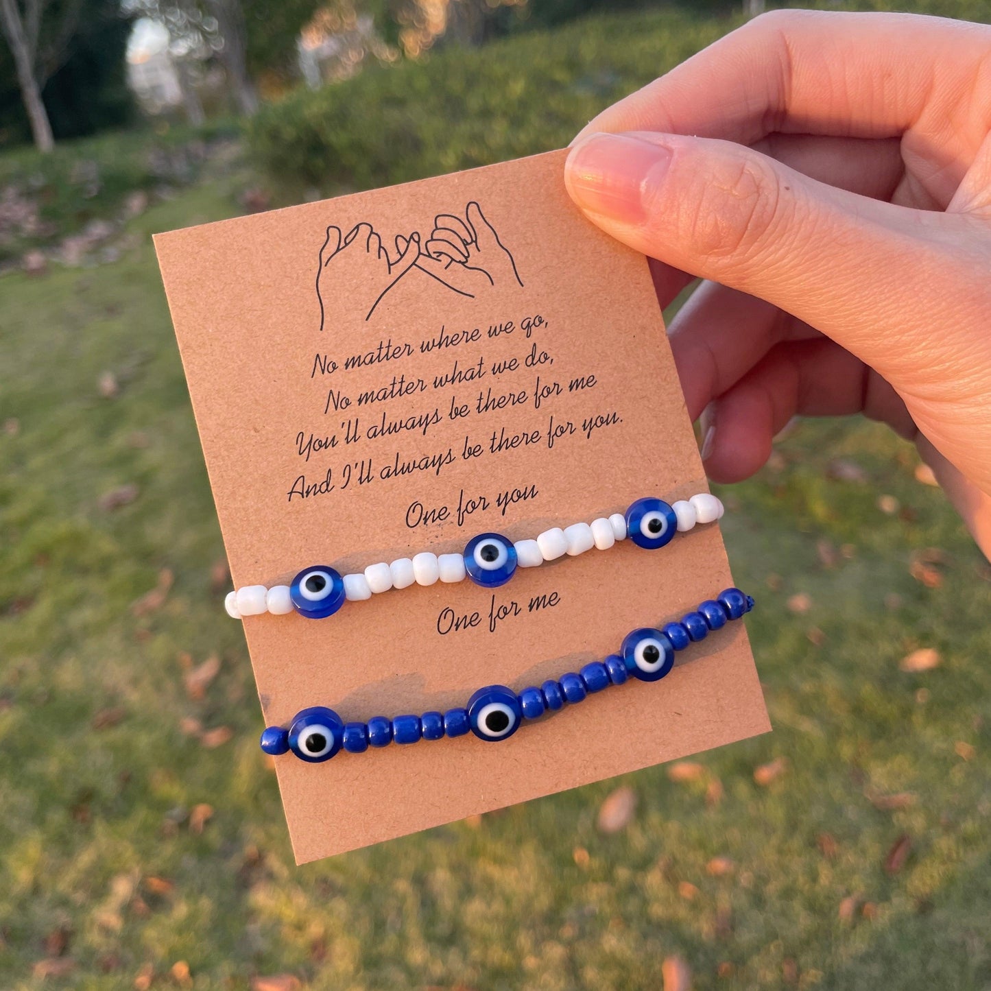 Pinky Promise Blue Bracelet Set - Colorful Crystal Bead Rope Chain