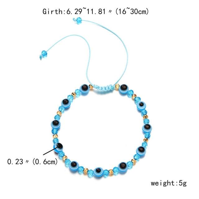 Pinky Promise Blue Bracelet Set - Colorful Crystal Bead Rope Chain