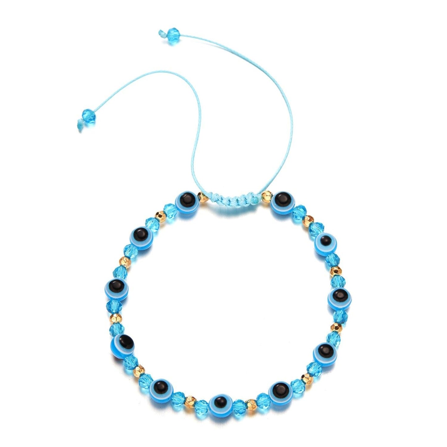 Pinky Promise Blue Bracelet Set - Colorful Crystal Bead Rope Chain