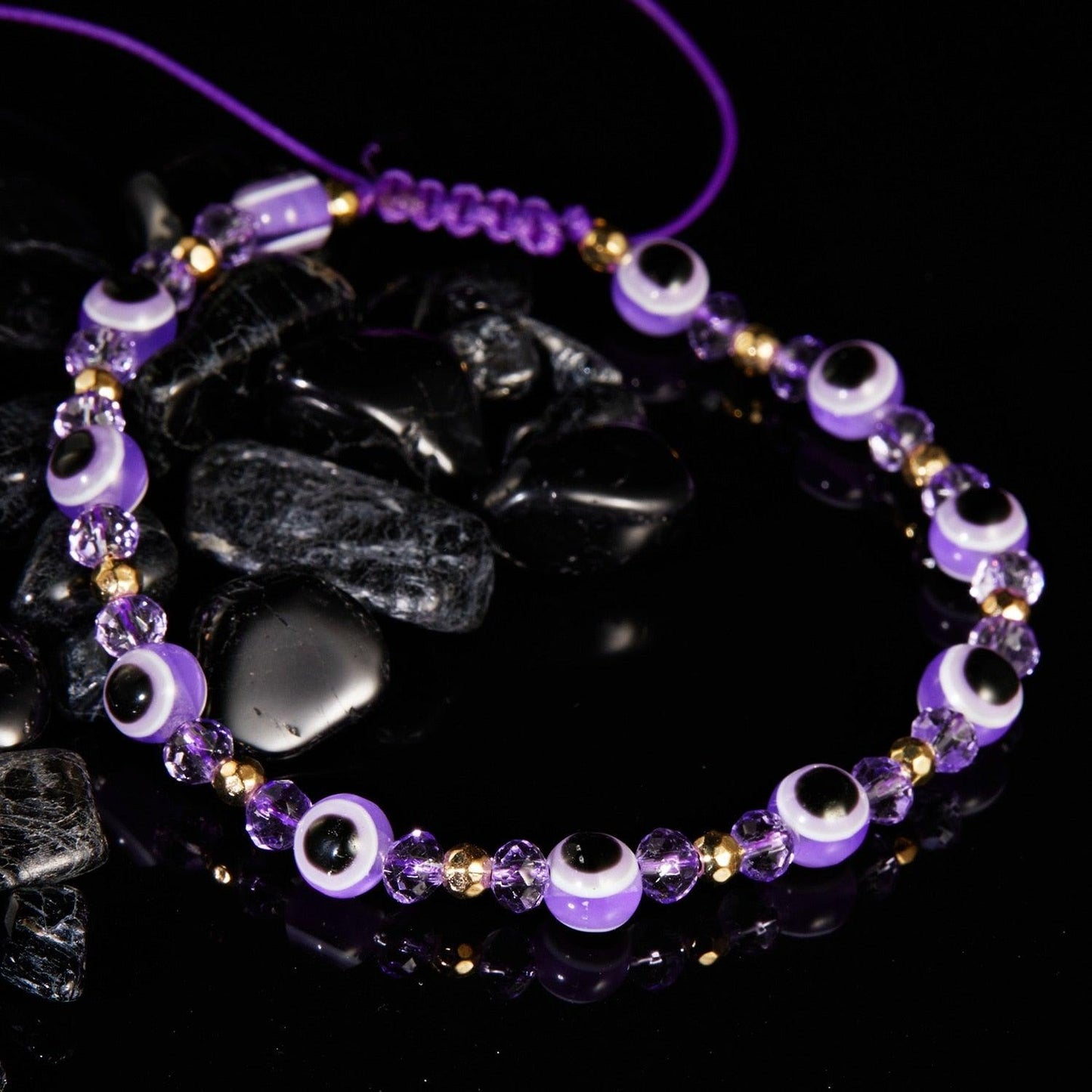 Pinky Promise Blue Bracelet Set - Colorful Crystal Bead Rope Chain