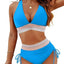 Color Block Drawstring Bikini Set