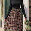 Plaid Mock Neck Long Sleeve Dress - Korvel