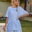 Plaid Round Neck Top and Shorts Lounge Set - Korvel