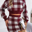 Plaid Round Neck Top and Skirt Sweater Set - Korvel