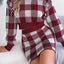 Plaid Round Neck Top and Skirt Sweater Set - Korvel