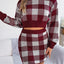 Plaid Round Neck Top and Skirt Sweater Set - Korvel