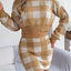 Plaid Round Neck Top and Skirt Sweater Set - Korvel