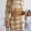 Plaid Round Neck Top and Skirt Sweater Set - Korvel