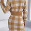 Plaid Round Neck Top and Skirt Sweater Set - Korvel