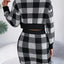 Plaid Round Neck Top and Skirt Sweater Set - Korvel