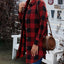 Plaid Snap Down Long Sleeve Jacket - Korvel