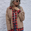 Plaid Trim Long Sleeve Jacket