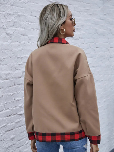 Veste à manches longues avec bordure à carreaux