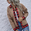 Plaid Trim Long Sleeve Jacket