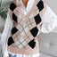 Plaid V-Neck Sweater Vest - Korvel