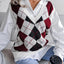 Plaid V-Neck Sweater Vest - Korvel