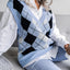 Plaid V-Neck Sweater Vest - Korvel