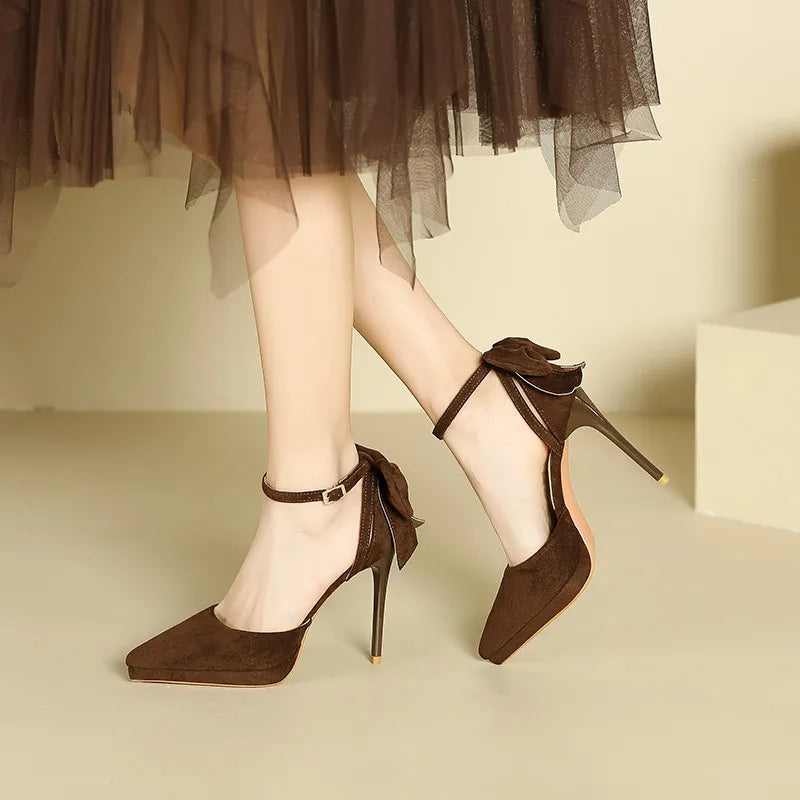 Platform Pointed Toe Ankle Strap Stiletto Pumps - Korvel
