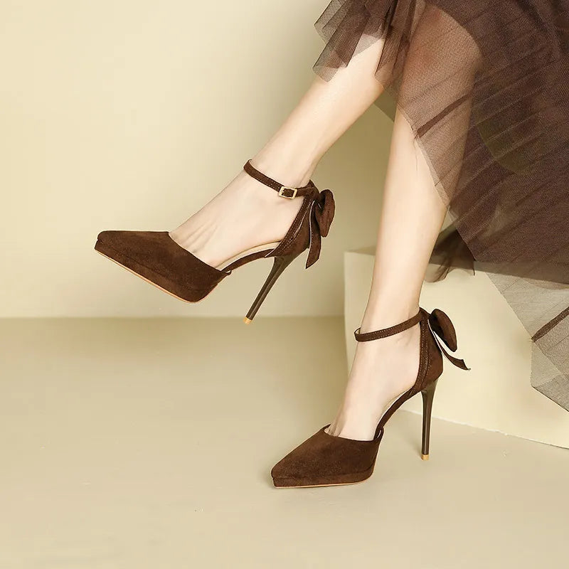 Platform Pointed Toe Ankle Strap Stiletto Pumps - Korvel
