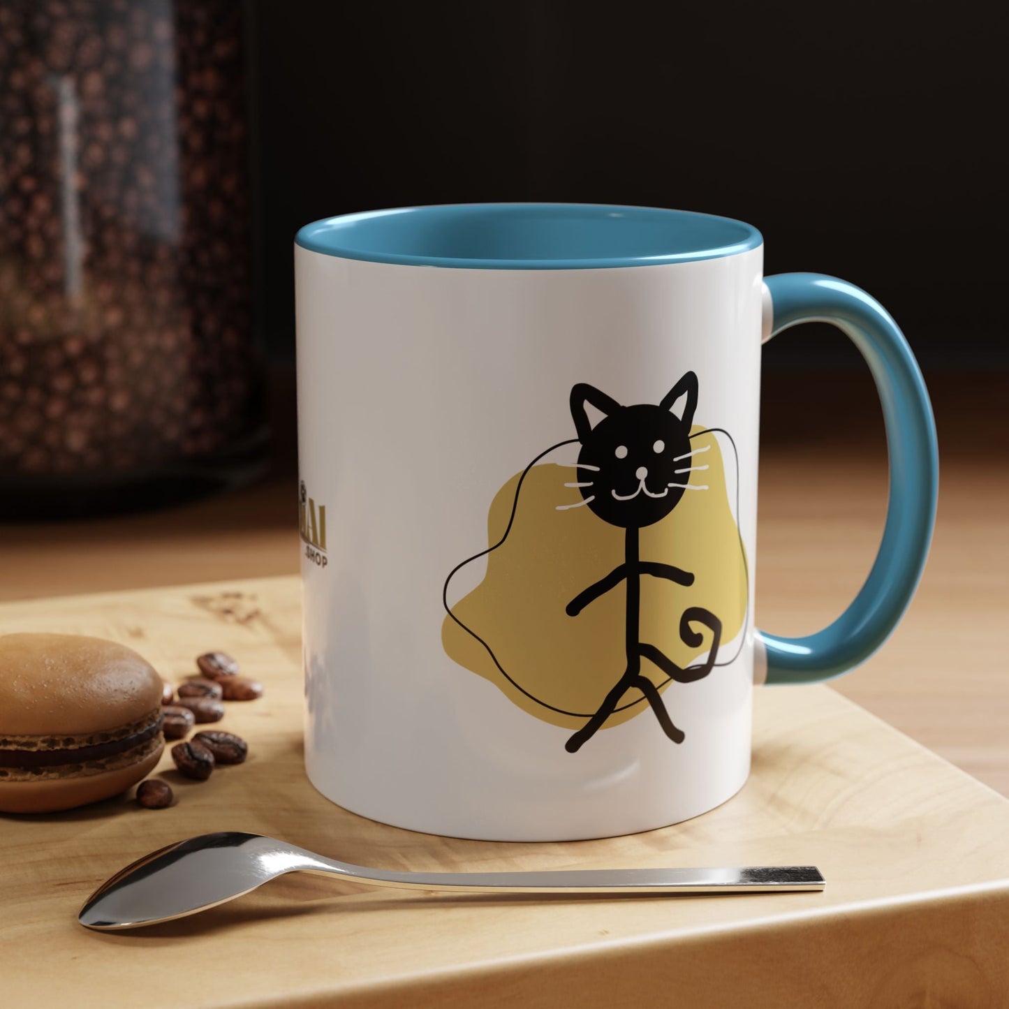 Taza de café con acento de gato juguetón - 11oz y 15oz
