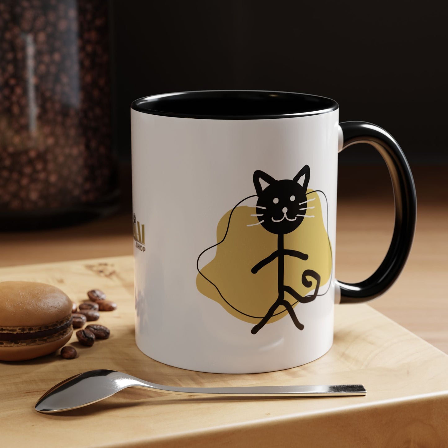 Taza de café con acento de gato juguetón - 11oz y 15oz