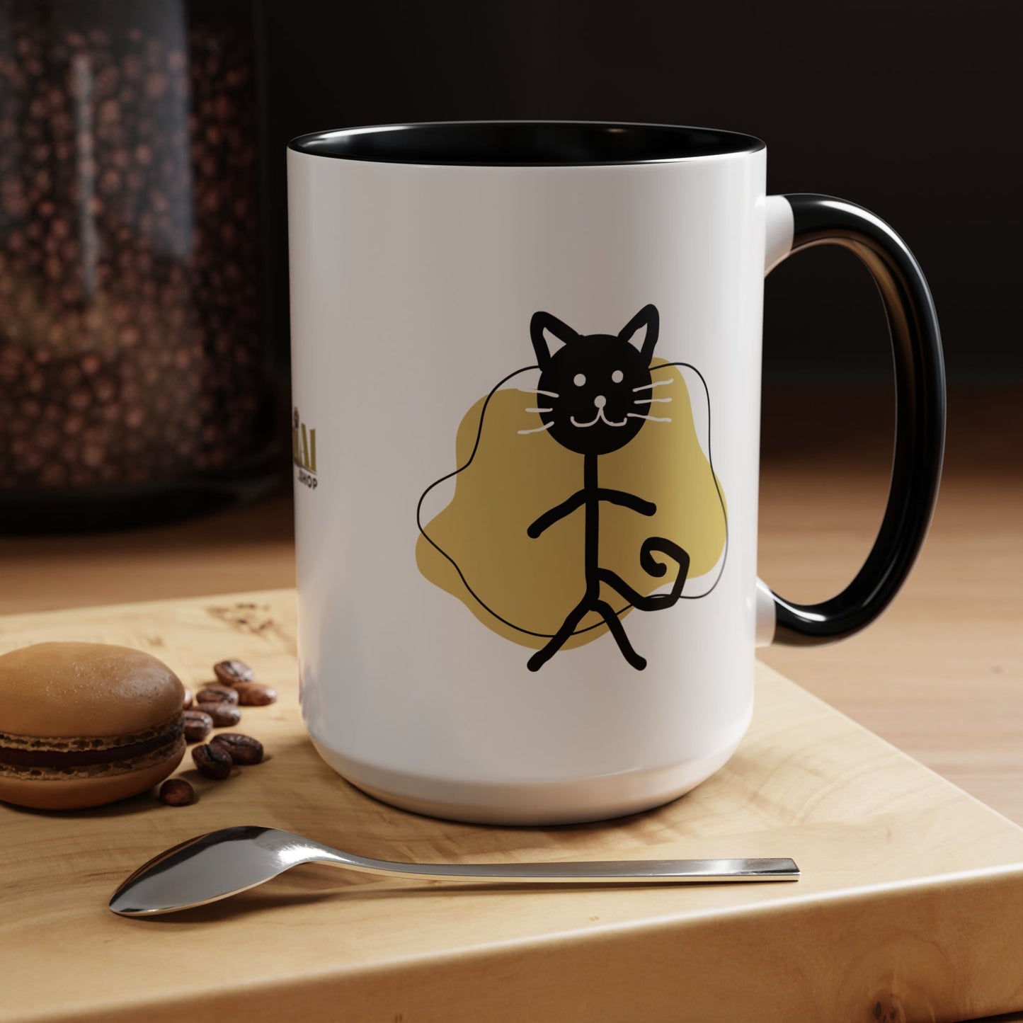 Taza de café con acento de gato juguetón - 11oz y 15oz