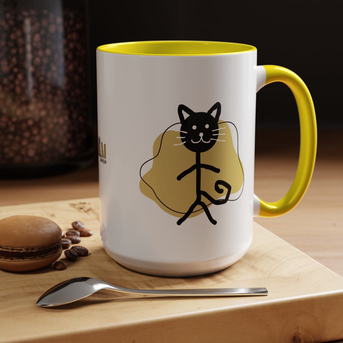 Taza de café con acento de gato juguetón - 11oz y 15oz