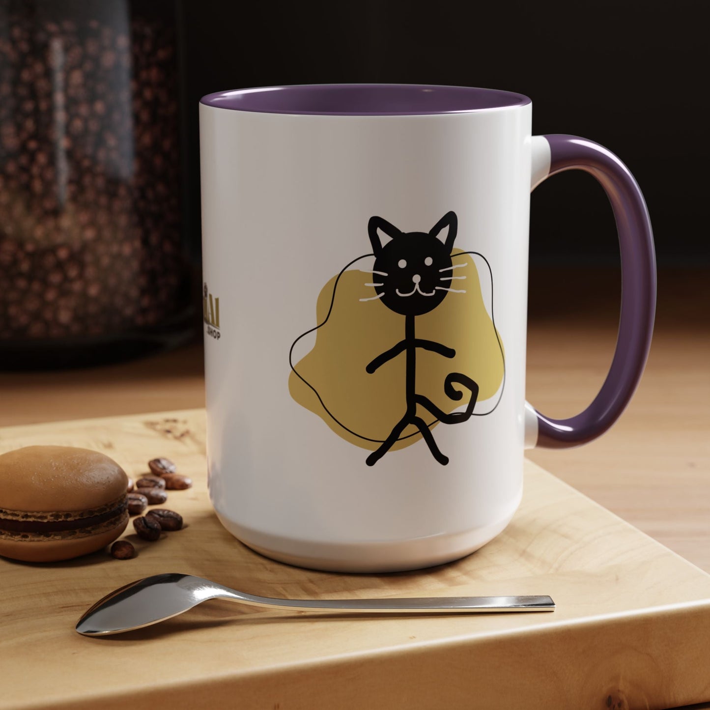 Taza de café con acento de gato juguetón - 11oz y 15oz