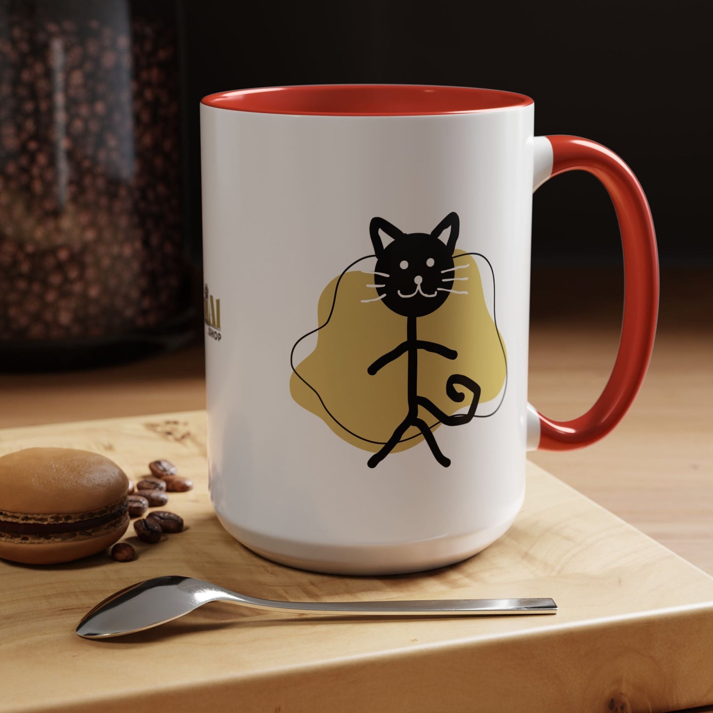 Taza de café con acento de gato juguetón - 11oz y 15oz