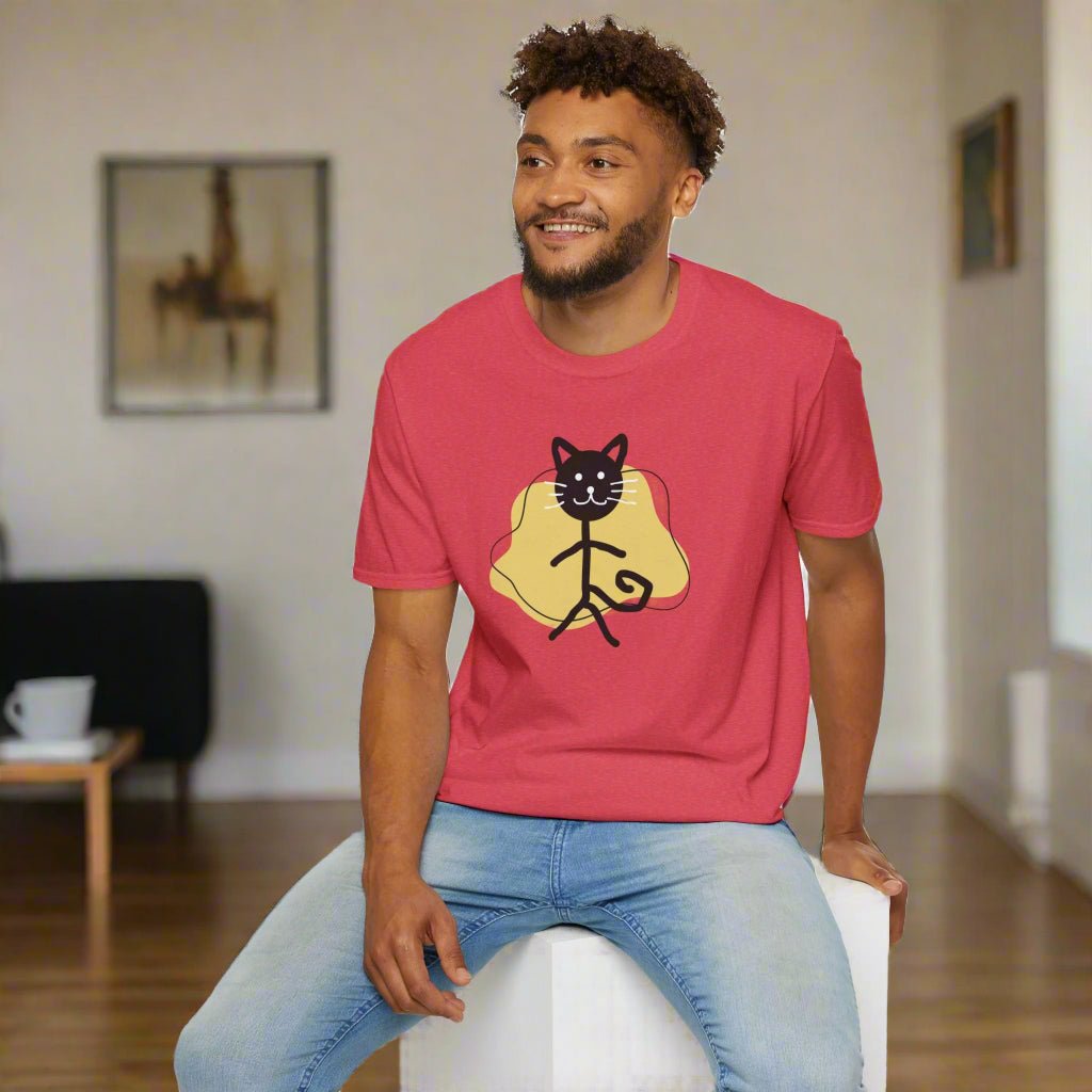 T-shirt graphique chat ludique – Tee unisexe Softstyle