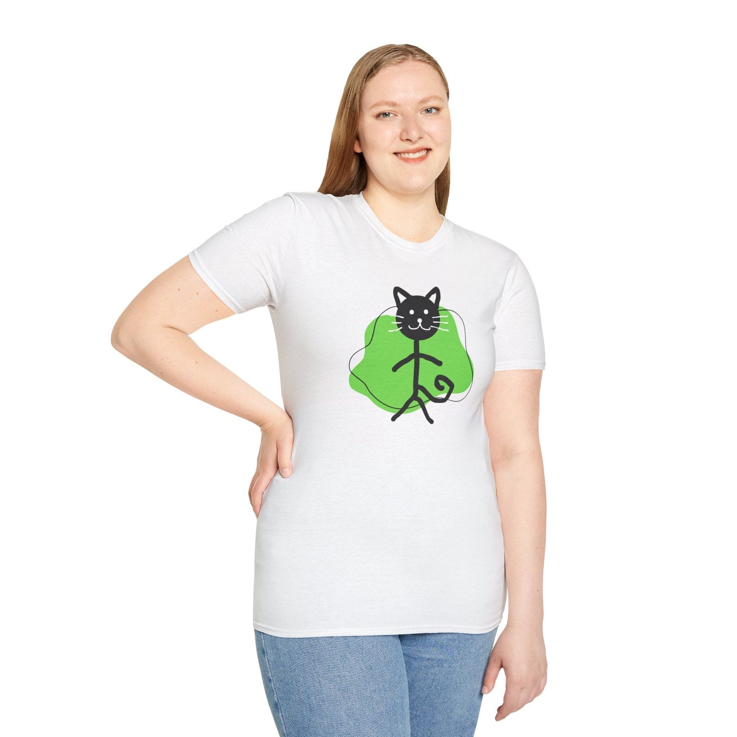 T-shirt graphique chat ludique – Tee unisexe Softstyle