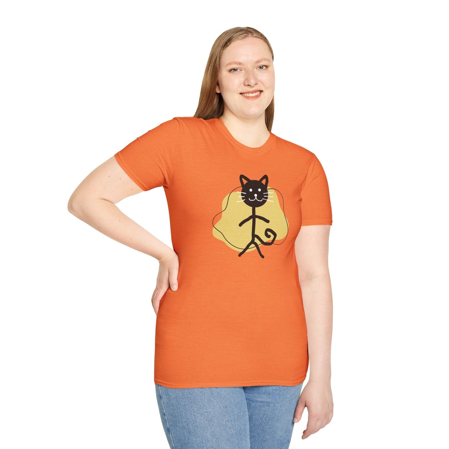 T-shirt graphique chat ludique – Tee unisexe Softstyle