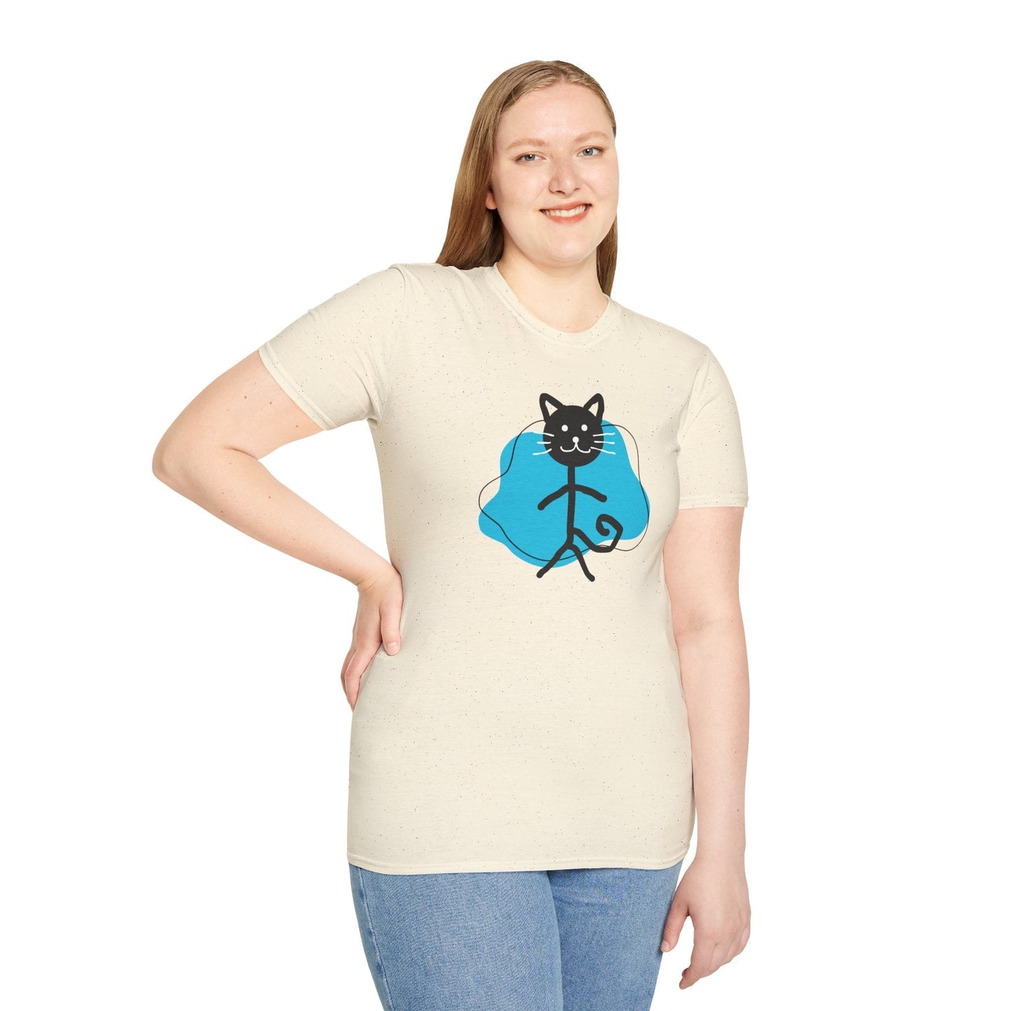 T-shirt graphique chat ludique – Tee unisexe Softstyle