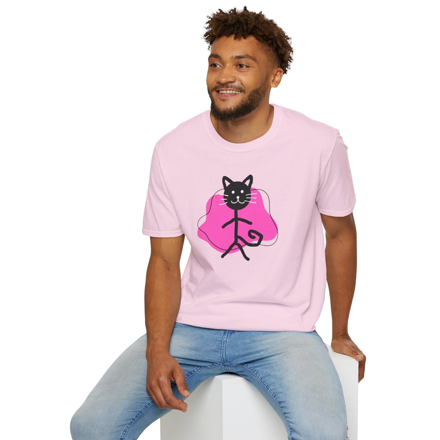 T-shirt graphique chat ludique – Tee unisexe Softstyle