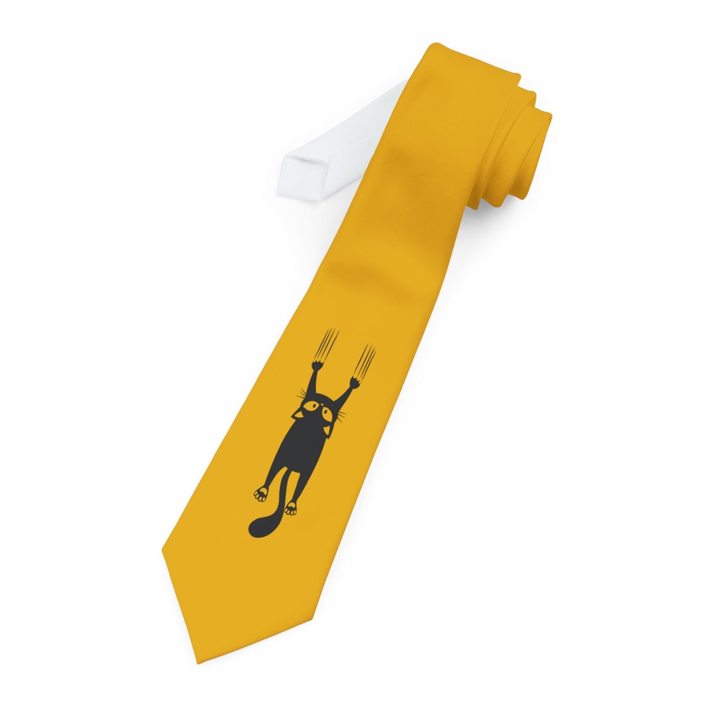 Charming Cat Lover's Necktie - Fun Yellow Accessory for Cat Enthusiasts - Korvel