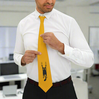 Charming Cat Lover's Necktie - Fun Yellow Accessory for Cat Enthusiasts - Korvel