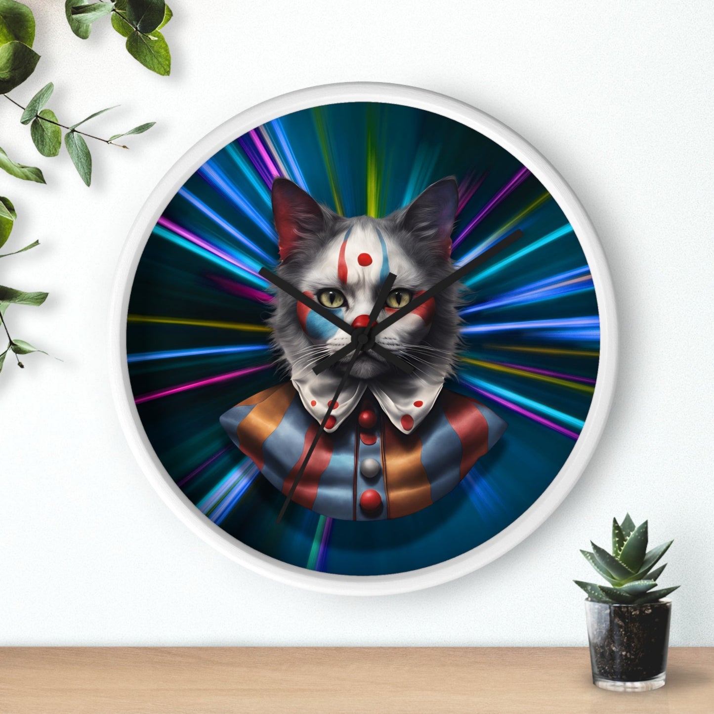 Reloj de pared de gato juguetón - Vibe retro colorido para amantes de los gatos