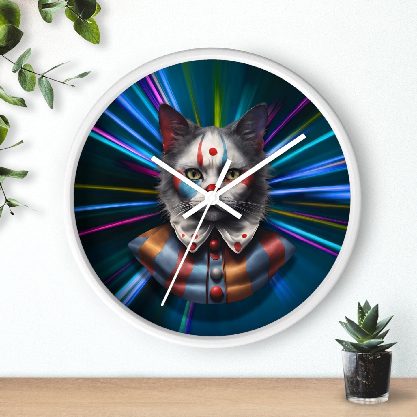 Reloj de pared de gato juguetón - Vibe retro colorido para amantes de los gatos