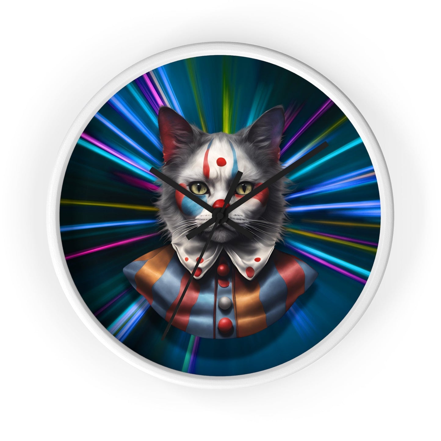 Reloj de pared de gato juguetón - Vibe retro colorido para amantes de los gatos
