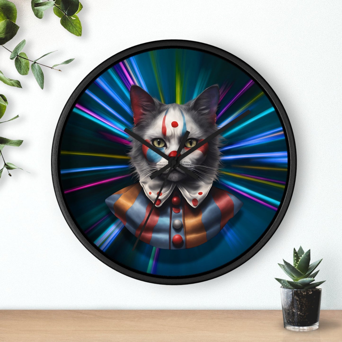 Reloj de pared de gato juguetón - Vibe retro colorido para amantes de los gatos