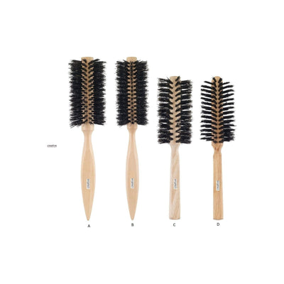 Brosse à cheveux ronde en bois de plage naturel avec poils naturels