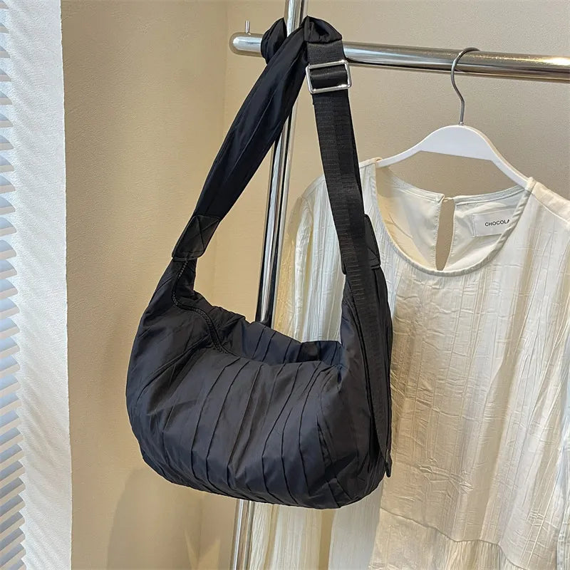 Pleated Dumpling Crossbody Bag - Korvel