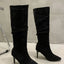 Botas Elegantes de Tacón Alto con Pliegues y Sin Cierre